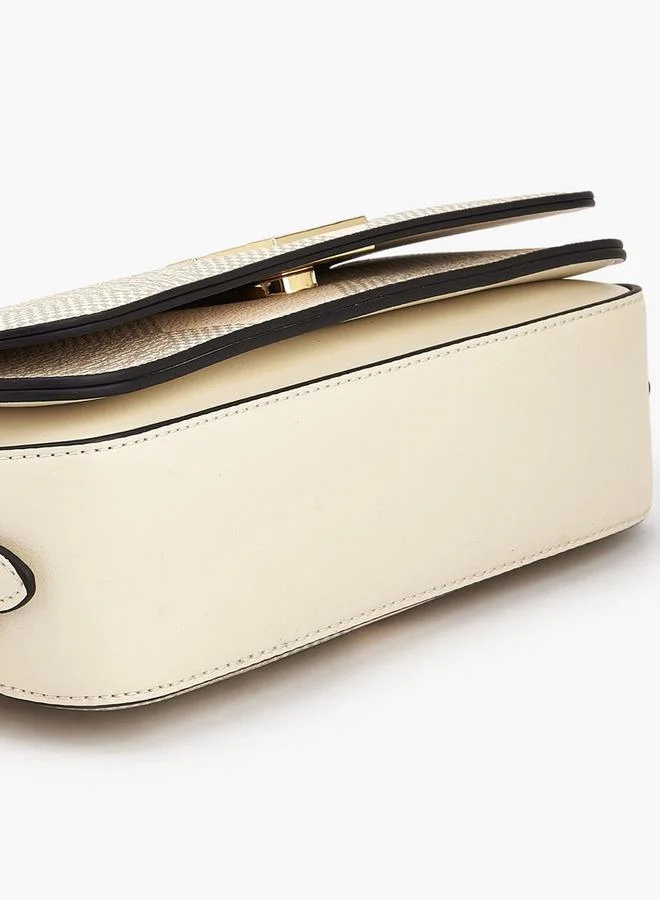 ELLE IVORY Checked Shoulder Bag with Flap Closure for Women | Best Price UAE